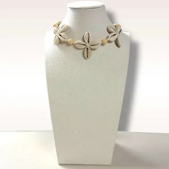 Free People Happy Days Shell Necklace NWT Neutral Bohemian Beach Choker Summer - Picture 10 of 16